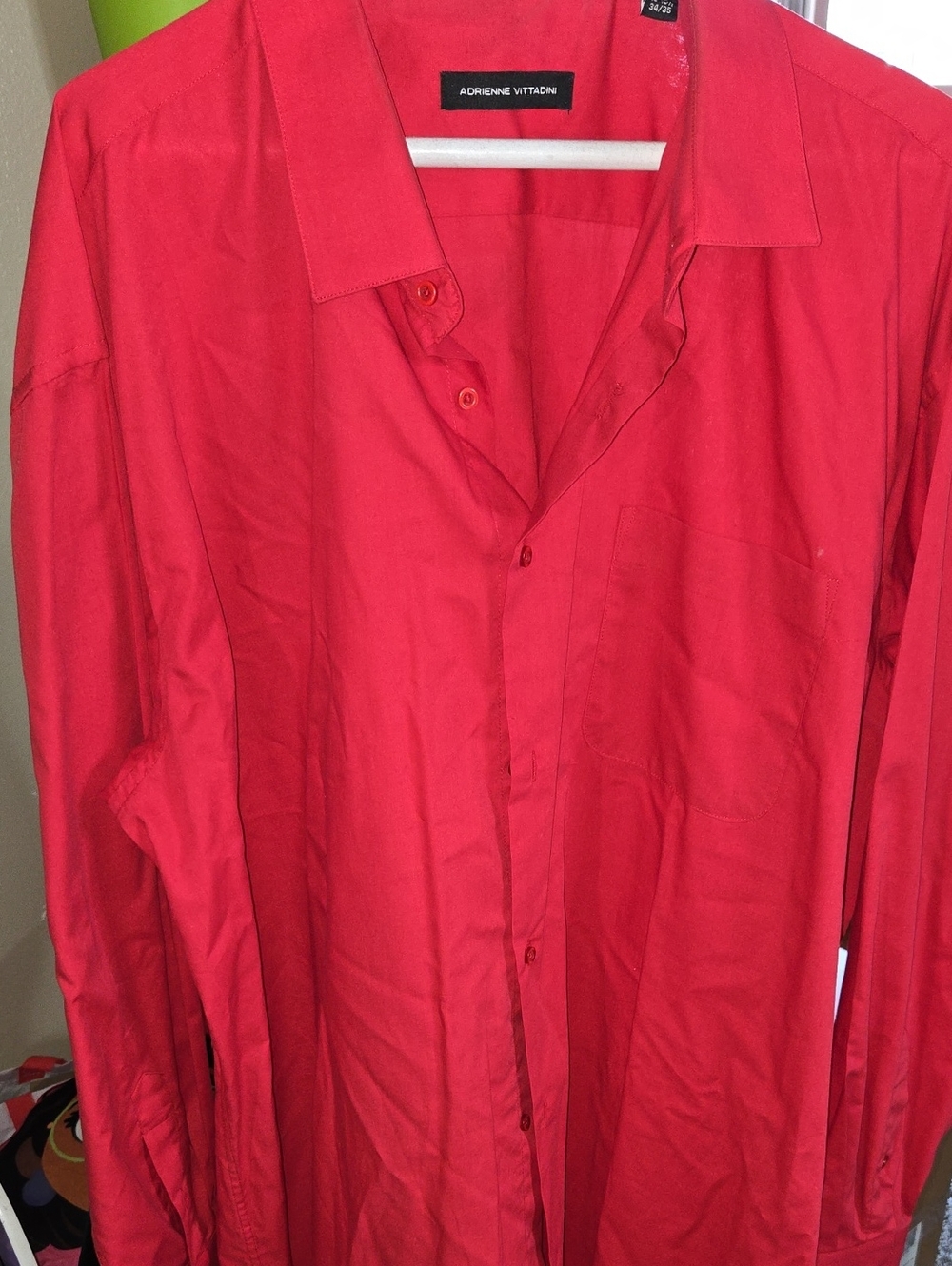 Adrienne Vittadini Men’s Bright Red Long-Sleeve Button-Up Shirt